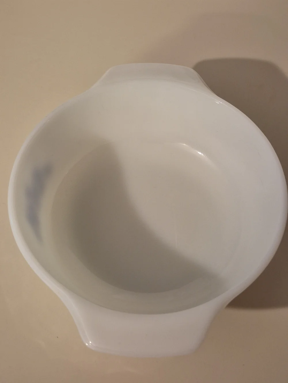 Vintage Anchor Hocking 437 1.5 Qt Milk Glass Blue Cornflower Casserole Dish